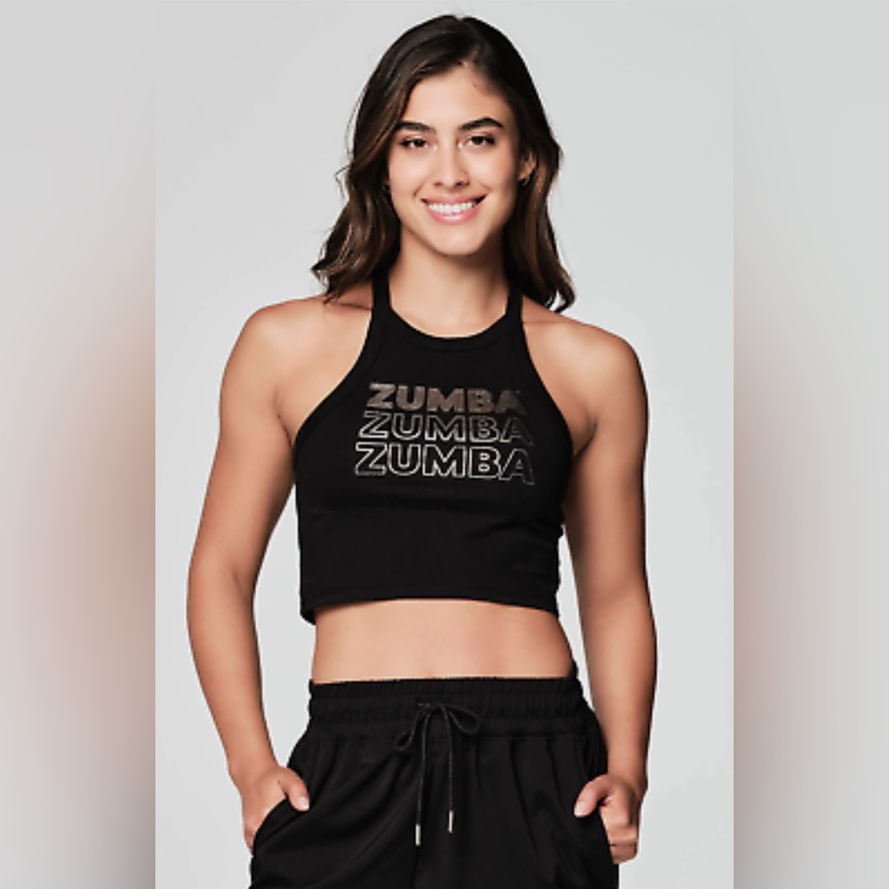 Glow With The Flow Crop Tank - Bold Black